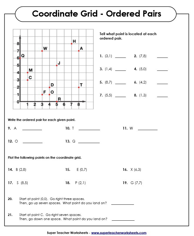 Free Printable Graphing Ordered Pairs Worksheets