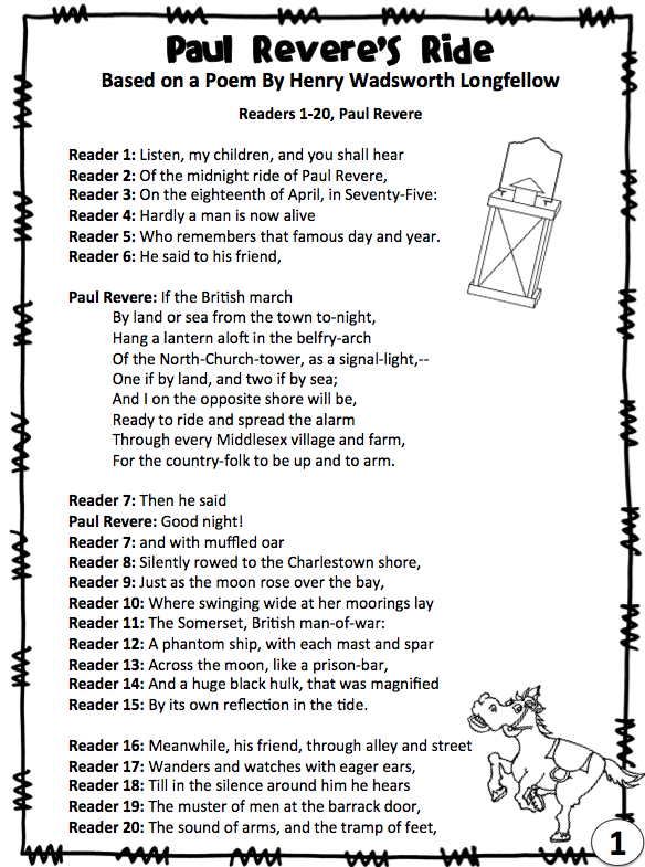 Paul Revere’s Ride Worksheets | 99Worksheets