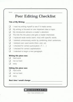 Informational Writing Peer Review Checklist