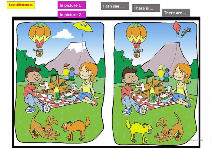 Find The Differences: At A Picnic Worksheets | 99Worksheets