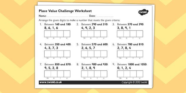 Place Value Challenge Worksheet