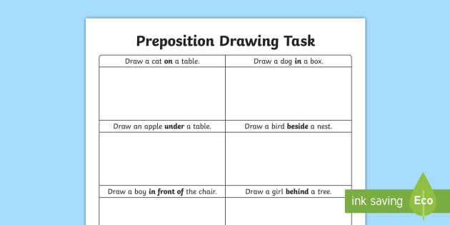 Preposition Drawing Task Worksheet  Worksheet