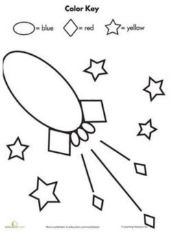 Color By Shape: Rocket In Space