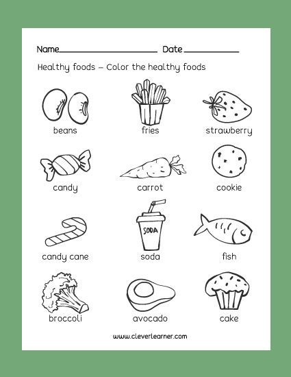Preschool Worksheets On Healthy And Unhealthy Foods Activity