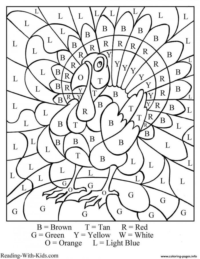Printable Color By Number Turkey