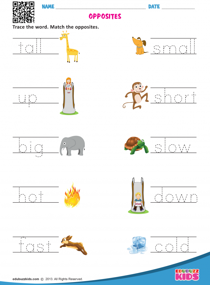 Opposite Words Worksheets 99Worksheets