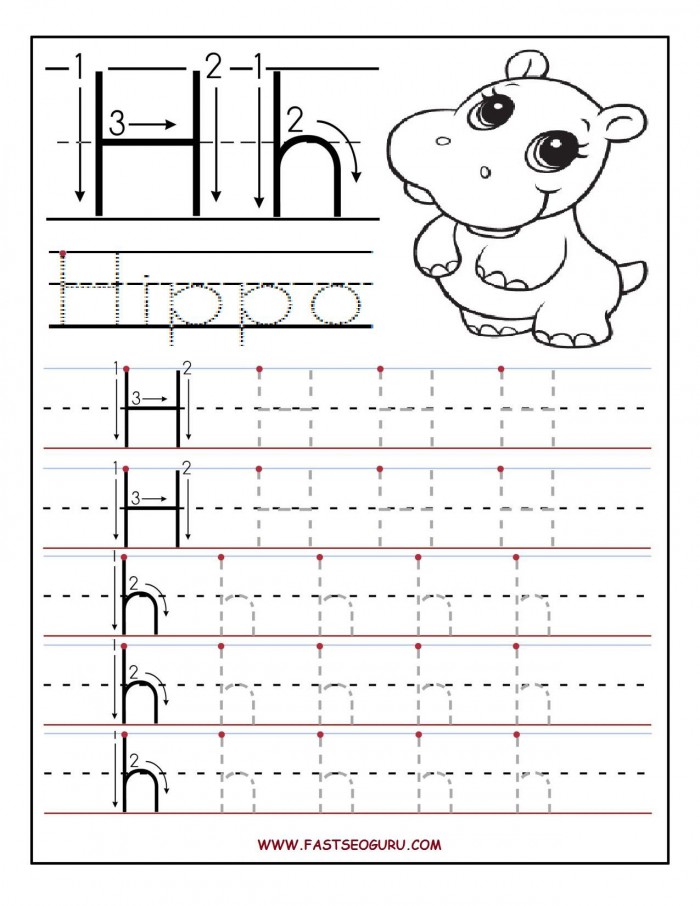 trace and write the letter h worksheets 99worksheets