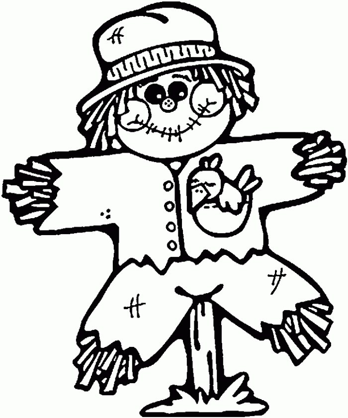 Cute Scarecrow Coloring Page Worksheets 99Worksheets