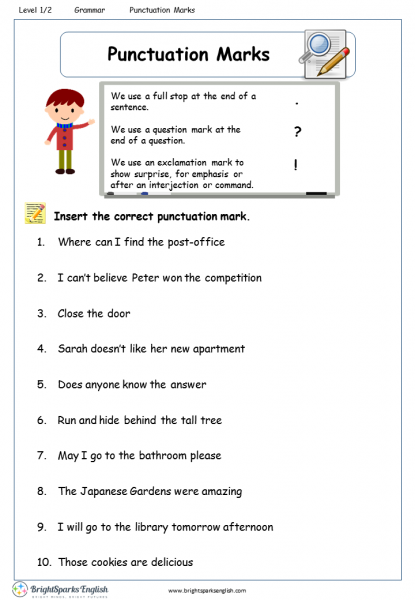 Punctuation Marks Worksheet  English Treasure Trove