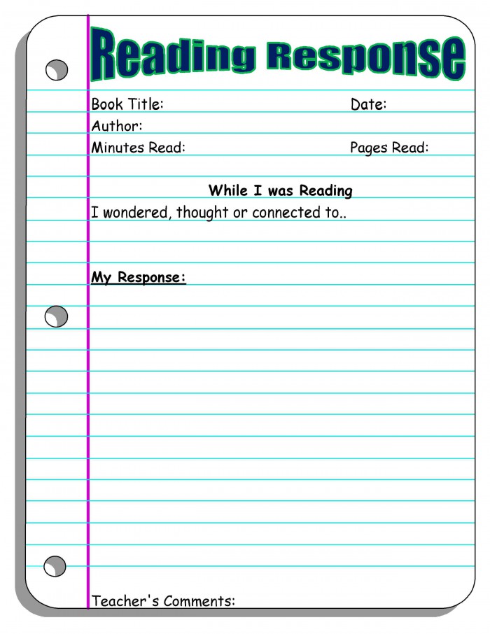 Reading Response Forms And Graphic Organizers