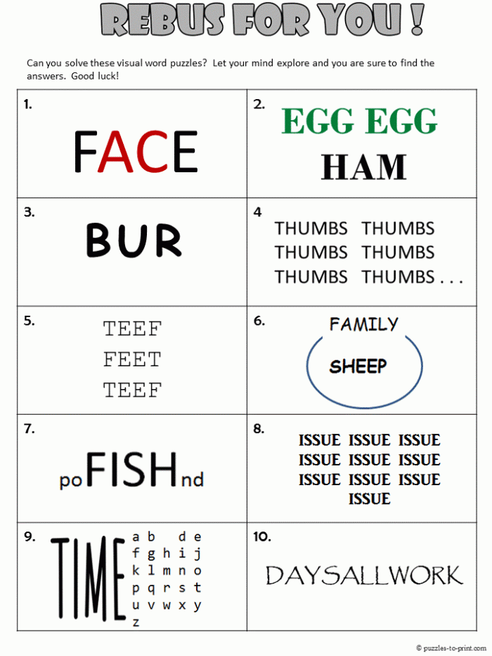 Free Printable Rebus Puzzles