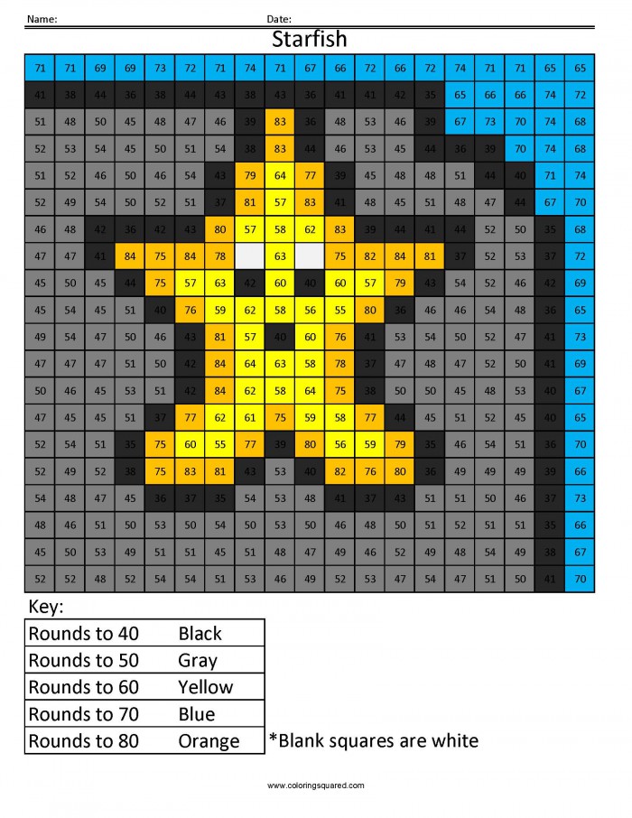 Rounding Worksheets Rre Starfish Free Math Coloring Pages