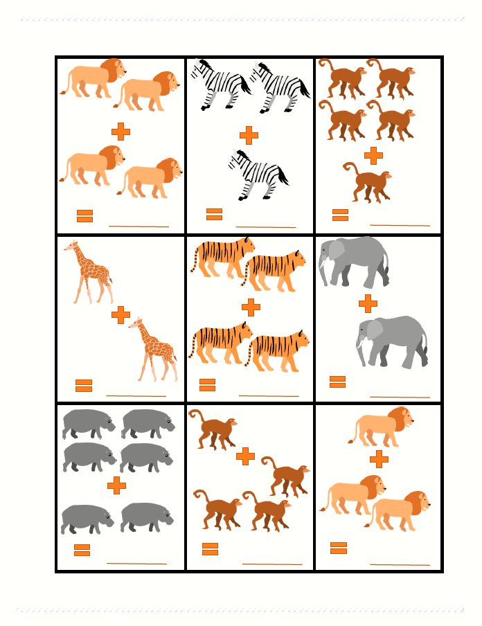 Safari Animal Math And Writing Worksheets For Prek  Cookies