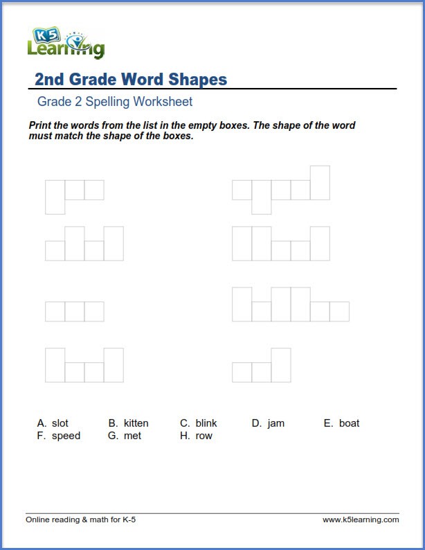 Second Grade Spelling Worksheets