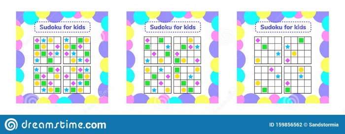 Set Sudoku For Kids With Pictures Logic Worksheets For Preschool