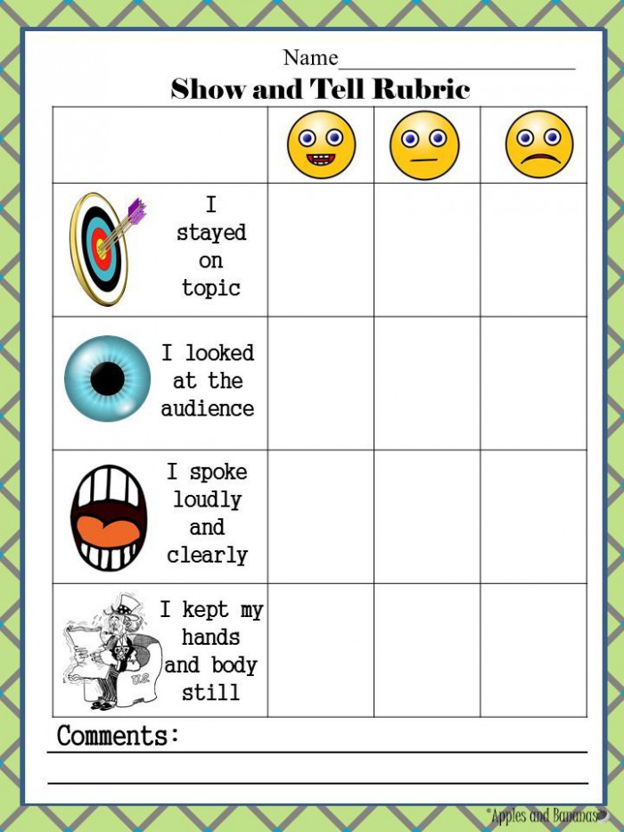 Show And Tell Rubric Speaking With Images