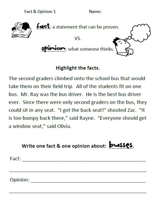 Simple Fact Vs Opinion Worksheets With Images