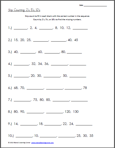 Skip Counting Practice Worksheets | 99Worksheets