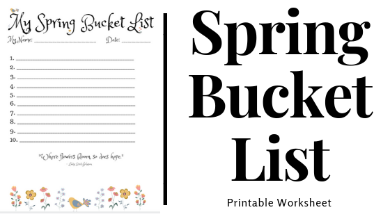 Spring Bucket List Printable Worksheet