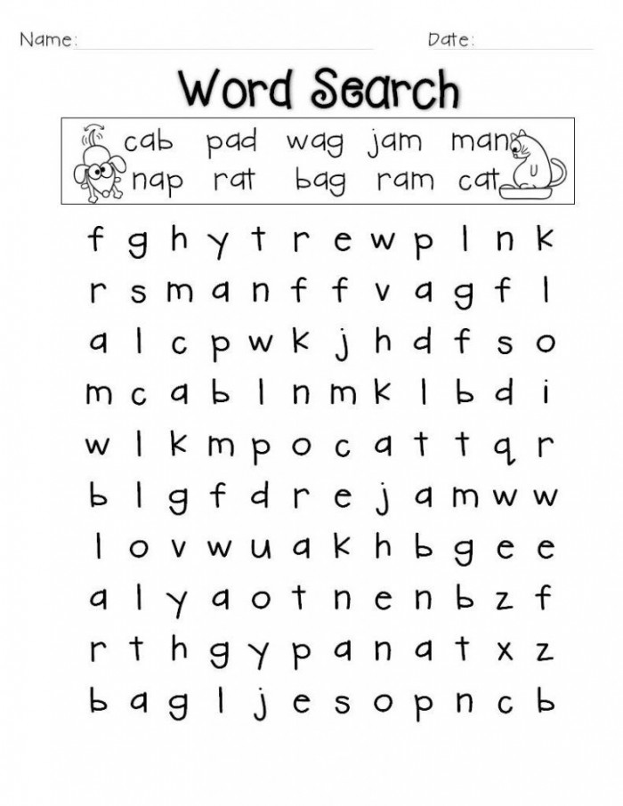 Easy Word Search: F, G, H Worksheets | 99Worksheets