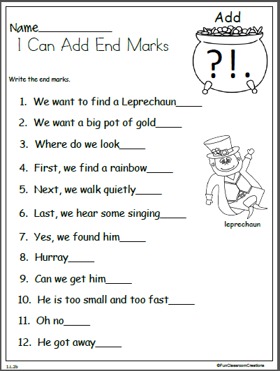 St Patricks Day Punctuation Practice