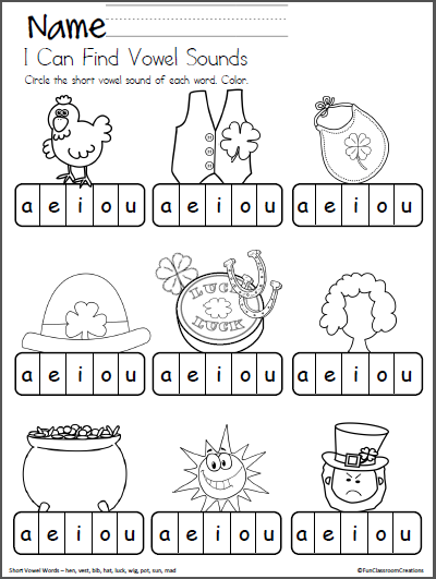 Circle The Short Vowel Worksheets | 99Worksheets