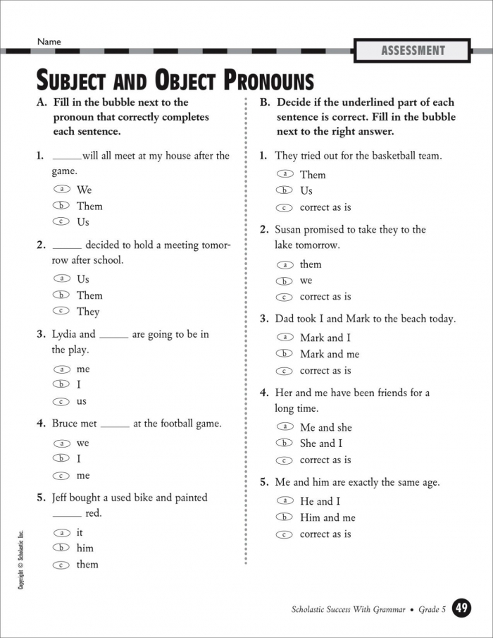 Subject And Object Pronouns Worksheets 99Worksheets