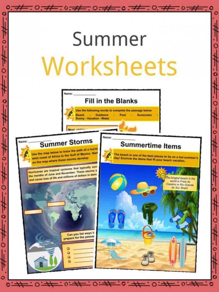 Summer Facts  Worksheets  Information   Key Characteristics For Kids