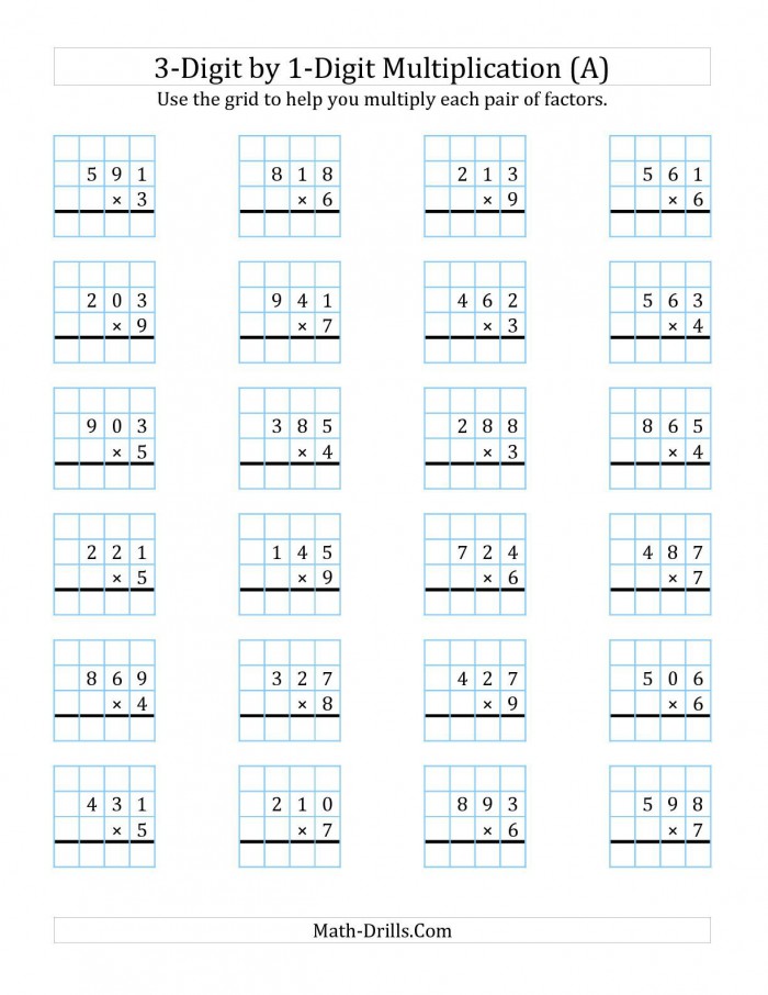 3-Digit By 1-Digit Multiplication Worksheets | 99Worksheets