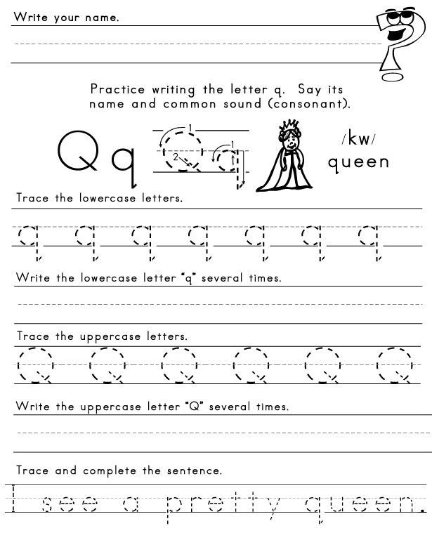 Writing The Letter Q Worksheets | 99Worksheets