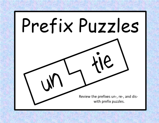 This Center Reviews The Prefixes Un  Re  And Dis Students Read