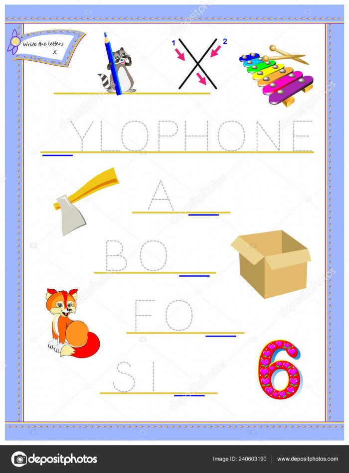 Tracing Letter Study English Alphabet Education Page Kindergarten