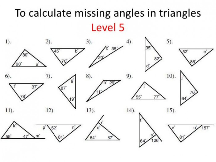 Triangles  Identifying And Finding Missing Angles With Images