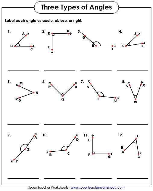 Types Of Angles Acute  Obtuse  Right