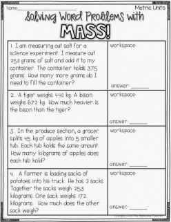 Metric Mass And Volume Measurement In Word Problems