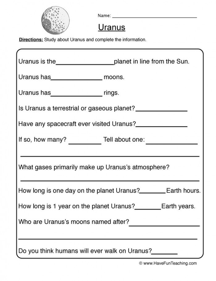 Uranus Planet Worksheet With Images