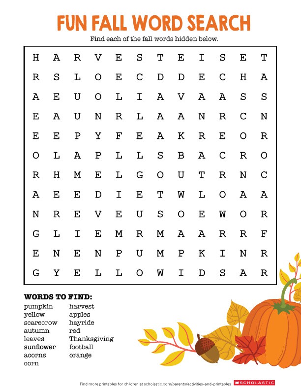 Welcome Fall With This Word Search Printable