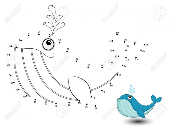 Whale Connect The Dots And Color Royalty Free Cliparts  Vectors