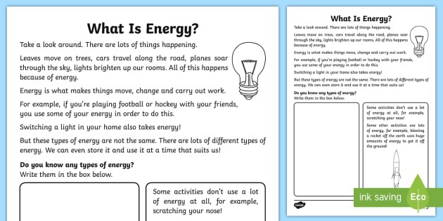 What Is Energy Worksheet Teacher Made