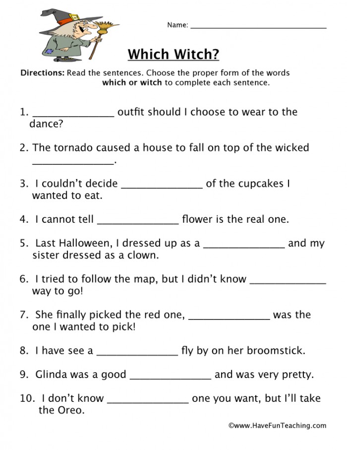 Which  Witch Homophones Worksheet  Have Fun Teaching