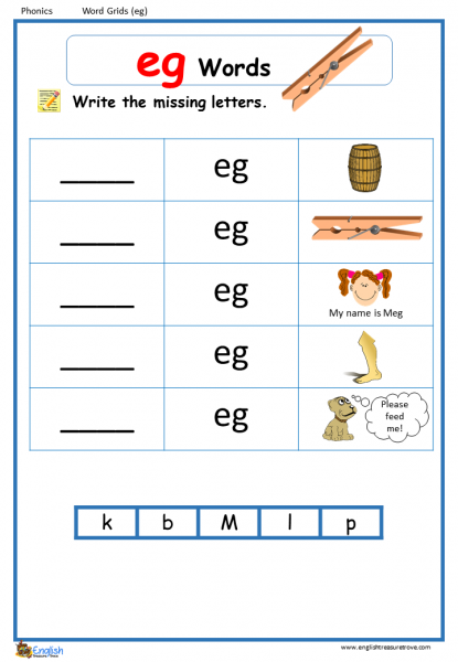 Word Family Eg Word Grids English Phonics Worksheet  English