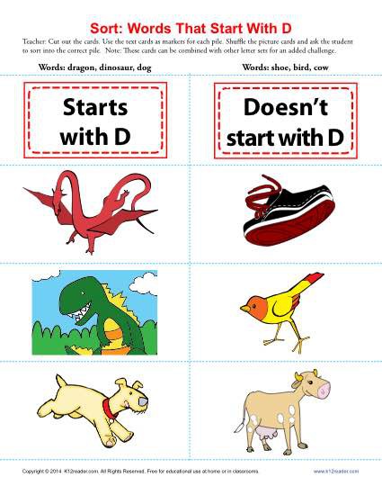 Things That Start With D! Worksheets | 99Worksheets