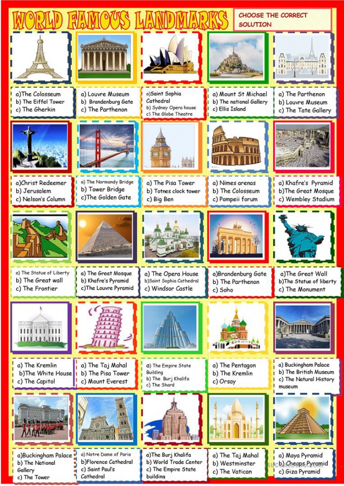 Types Of Landmarks Worksheets 99Worksheets