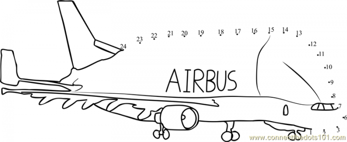 Air Bus Airplanes Dot To Dot Printable Worksheet