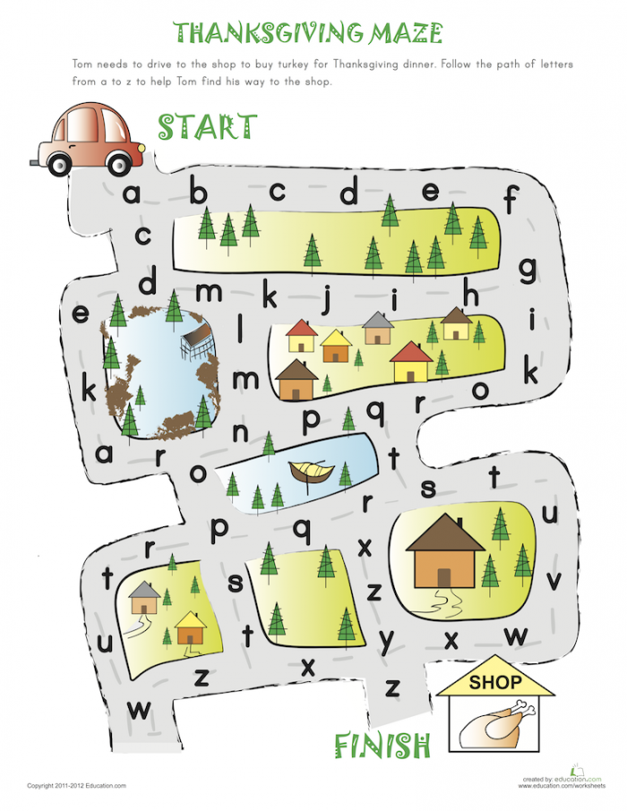 Alphabet Maze To Thanksgiving In  With Images