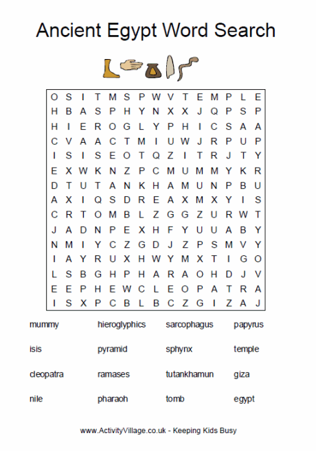 Ancient Egypt Word Search Con Imgenes