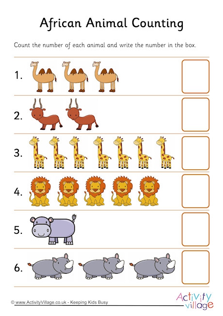 Animal Counting Worksheets