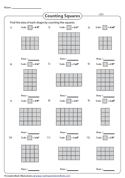 Area Of Rectangle By Counting Unit Squares