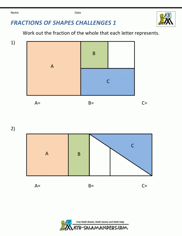 Basic Fractions Worksheets