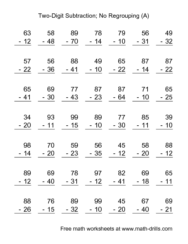 Practice Test Two Digit Addition And Subtraction Worksheets 99Worksheets